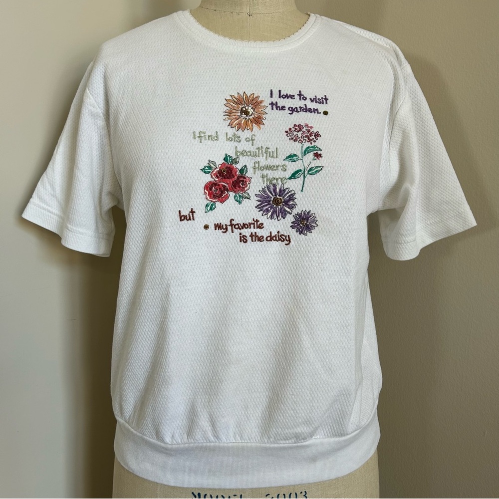 VTG 80s Garden T-shirt Cottagecore Spring Summer Made in USA Sz M